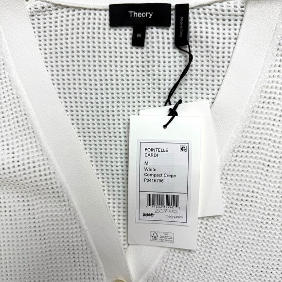 THEORY White  Pointelle-Knit Oversized Cardigan - Picture 12 of 12